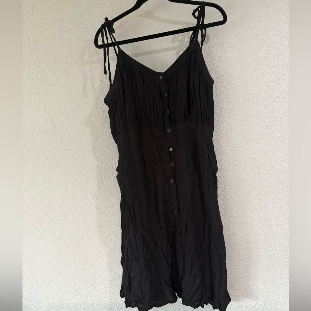 Button front bow strap summer dress